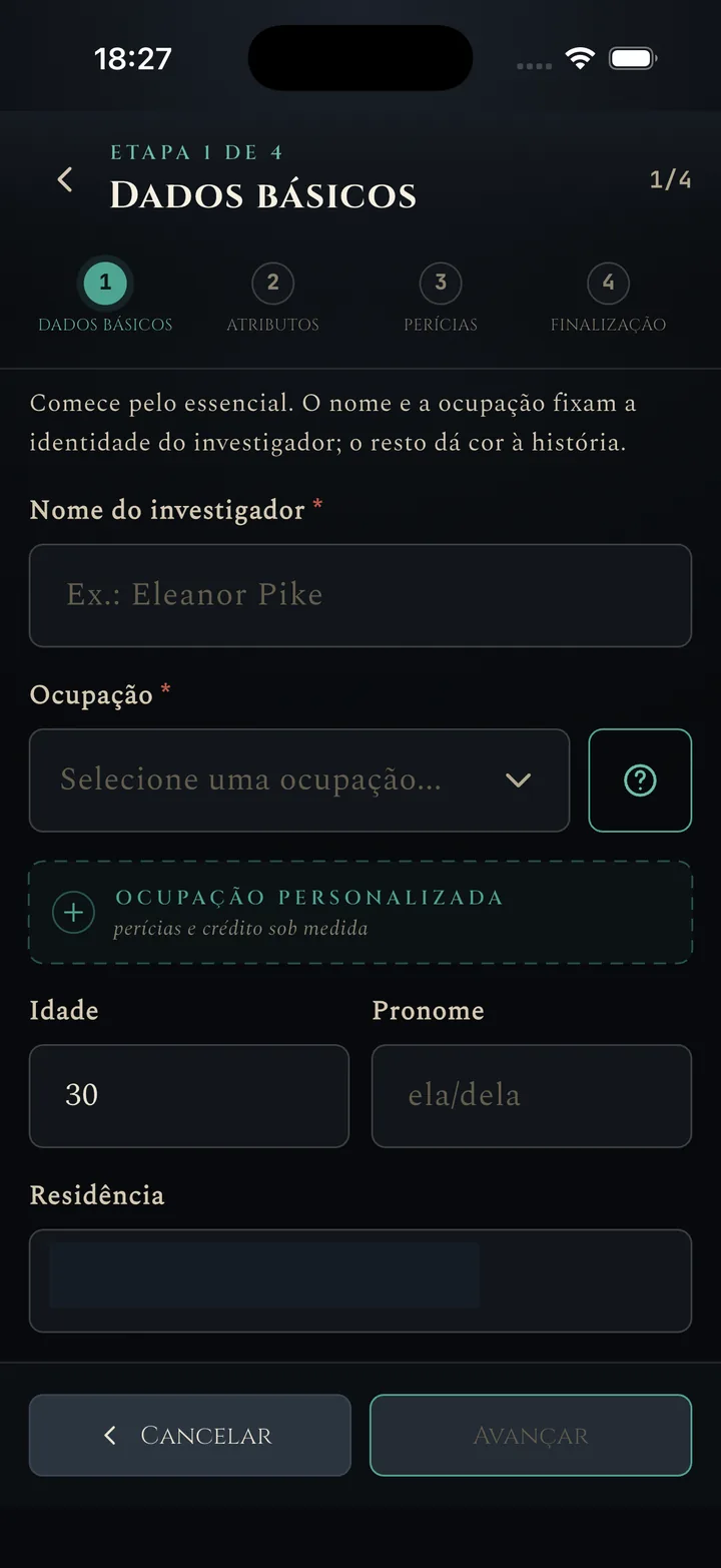 Assistente de criação de investigador